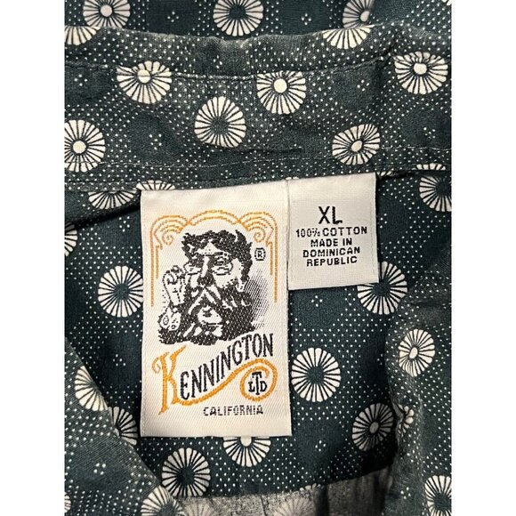 Kennington Mens XL Short Sleeve Button-Up Shirt Blue Geometric Polka Dot EUC - Picture 7 of 8